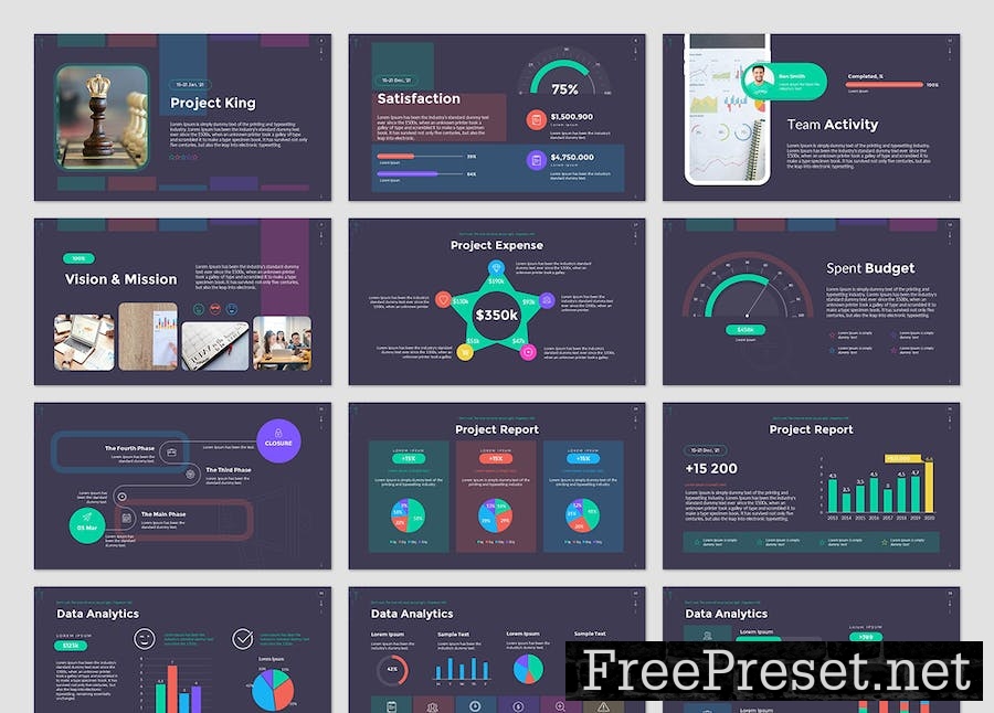 Project Report PowerPoint Presentation Template 7QCBY2V