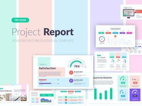 Project Report PowerPoint Presentation Template 7QCBY2V