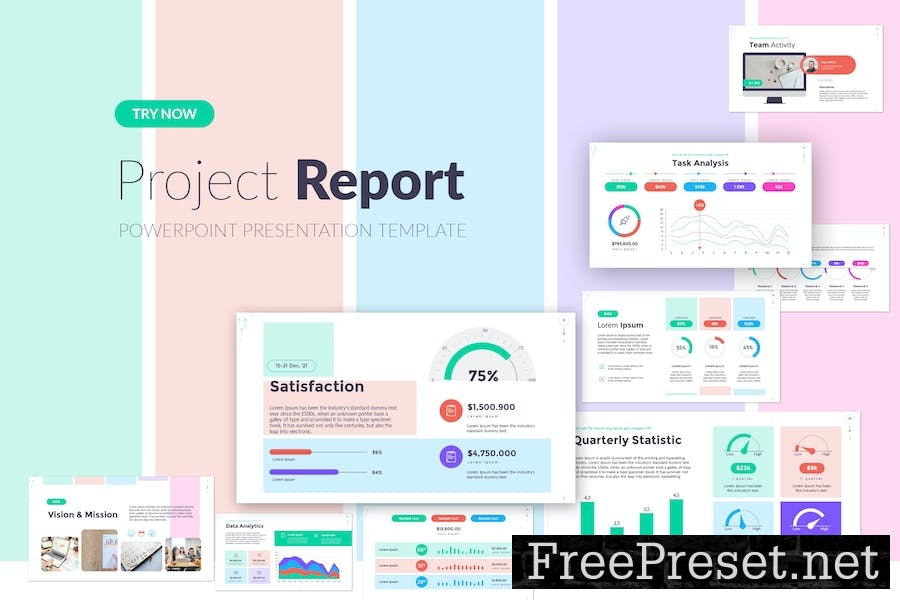 Project Report PowerPoint Presentation Template 7QCBY2V