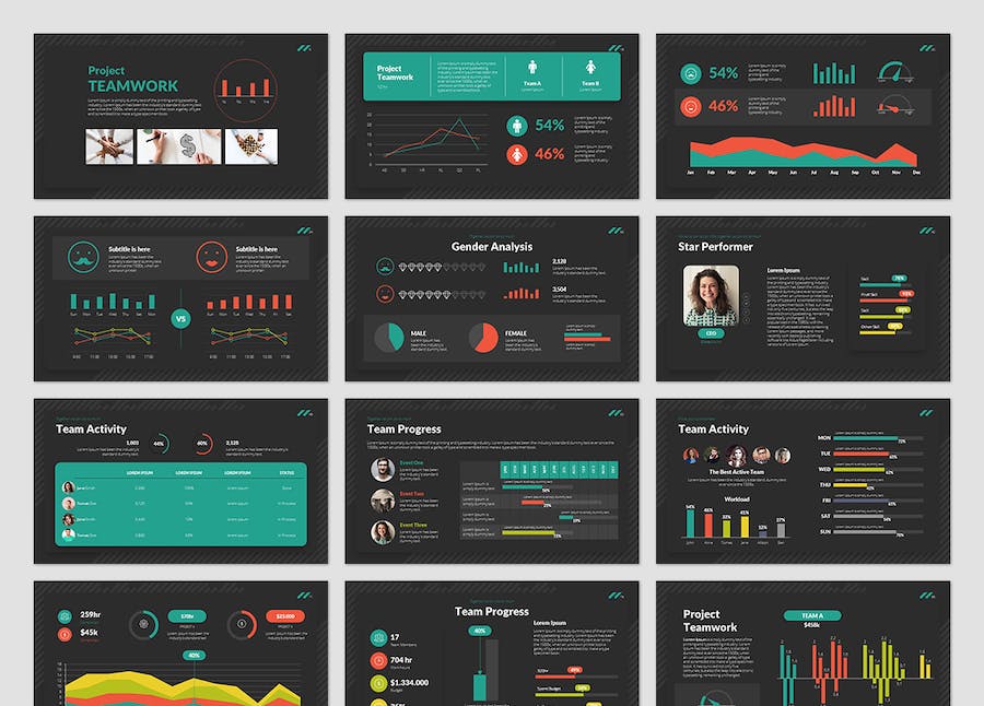 Project Teamwork PowerPoint Presentation Template NLHLERQ