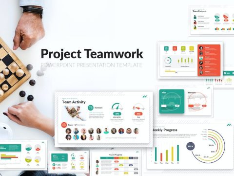 Project Teamwork PowerPoint Presentation Template NLHLERQ