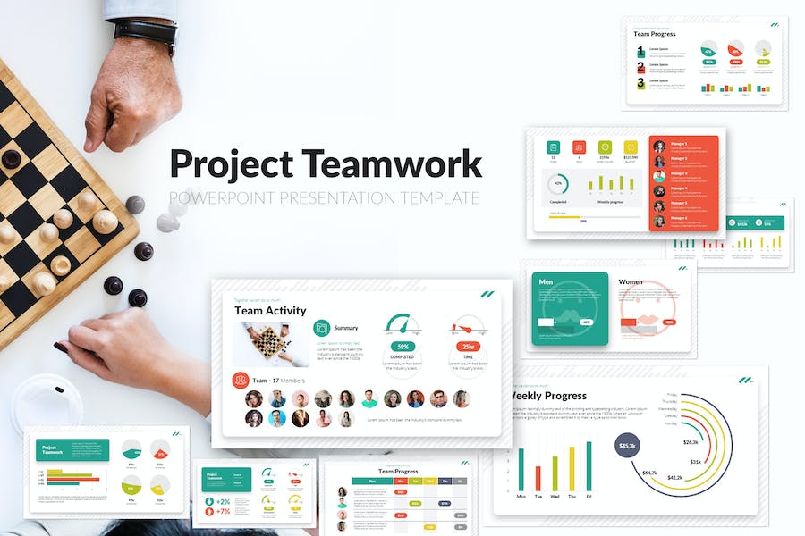 Project Teamwork PowerPoint Presentation Template NLHLERQ