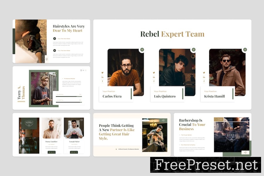 Rebel - Barbershop Google Slide Template H7BFZRB