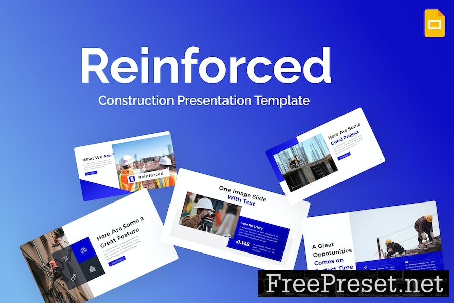 Reinforced Blue Modern Construction Google Slides M9BP56Y