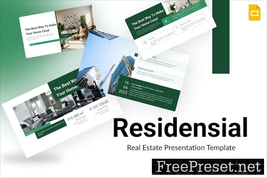 Residensial Green Simple Real Estate Google Slides RM4MAU7