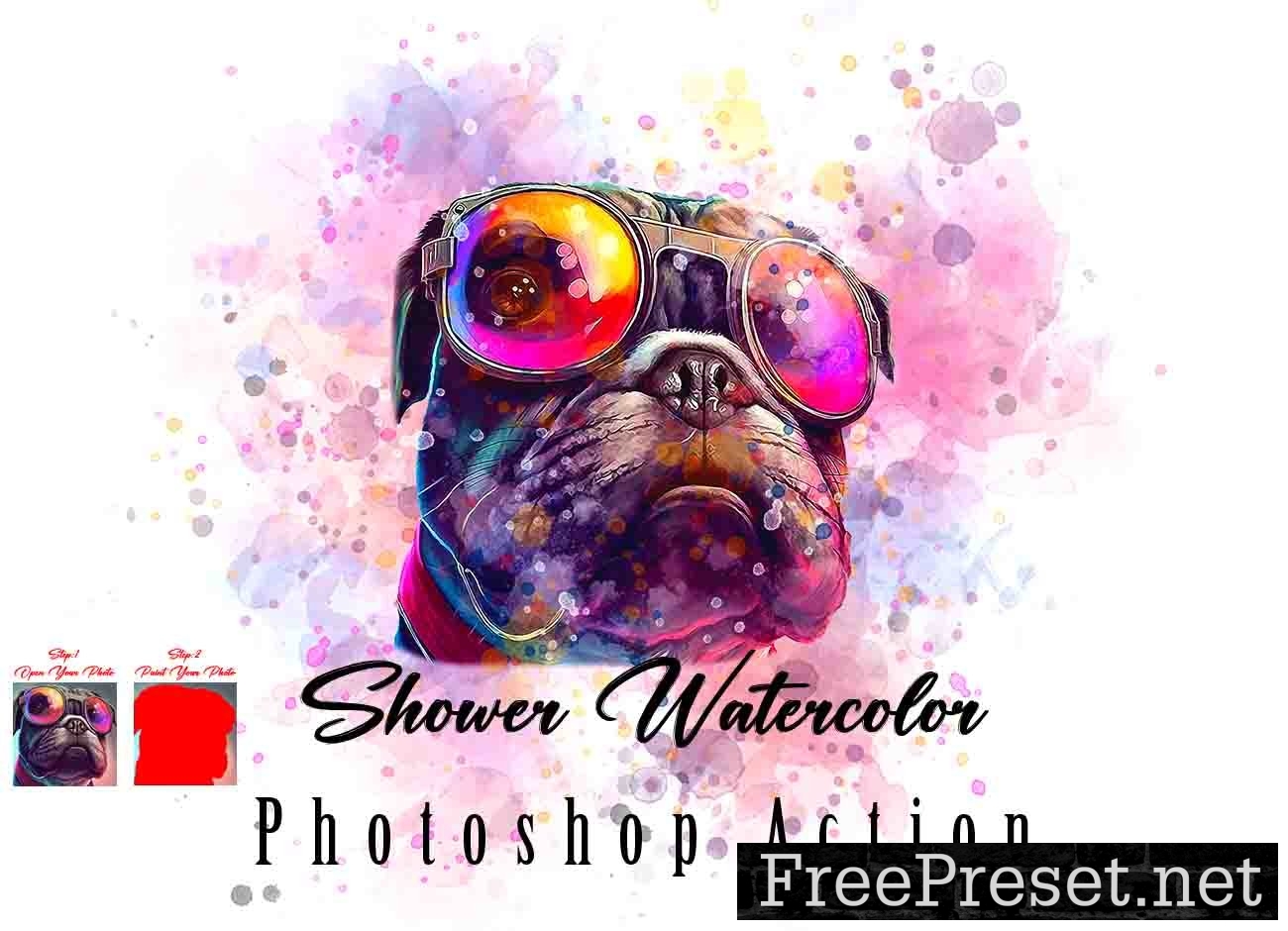 Shower Watercolor Photoshop Action 10959873