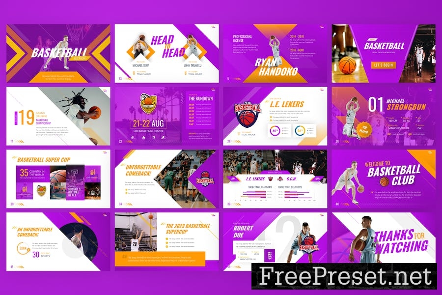 Slam Dunk Creative Sports PowerPoint Template 57UR3HX