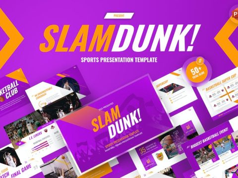 Slam Dunk Creative Sports PowerPoint Template 57UR3HX