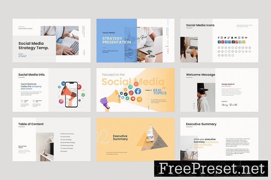 Social Media Strategy Presentation Template KEQRGKH