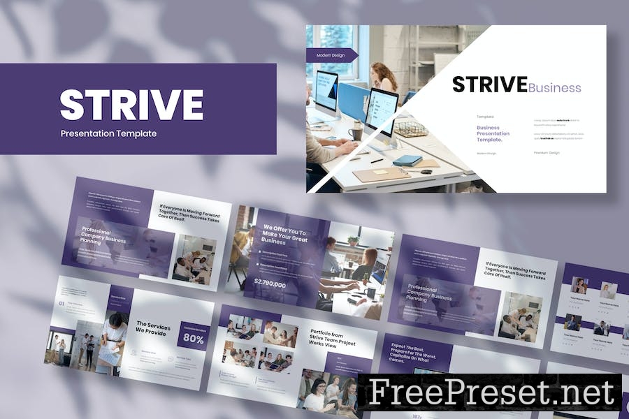 Strive - Business Presentation PowerPoint Template GJ52D2W