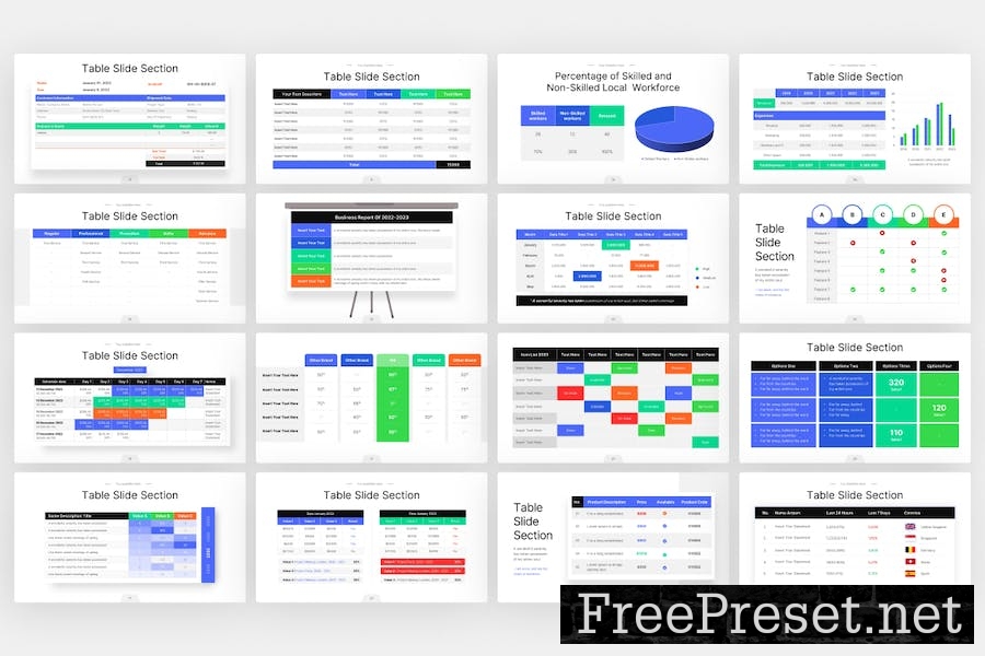 Table Section Infographic Google Slides Template P4Q3FM9