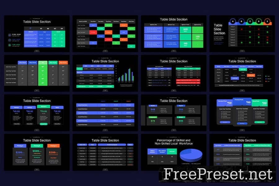 Table Section Infographic Google Slides Template P4Q3FM9