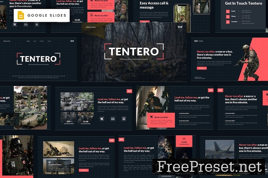 Tentero - Military & Army Google Slides Template B6QCFKD