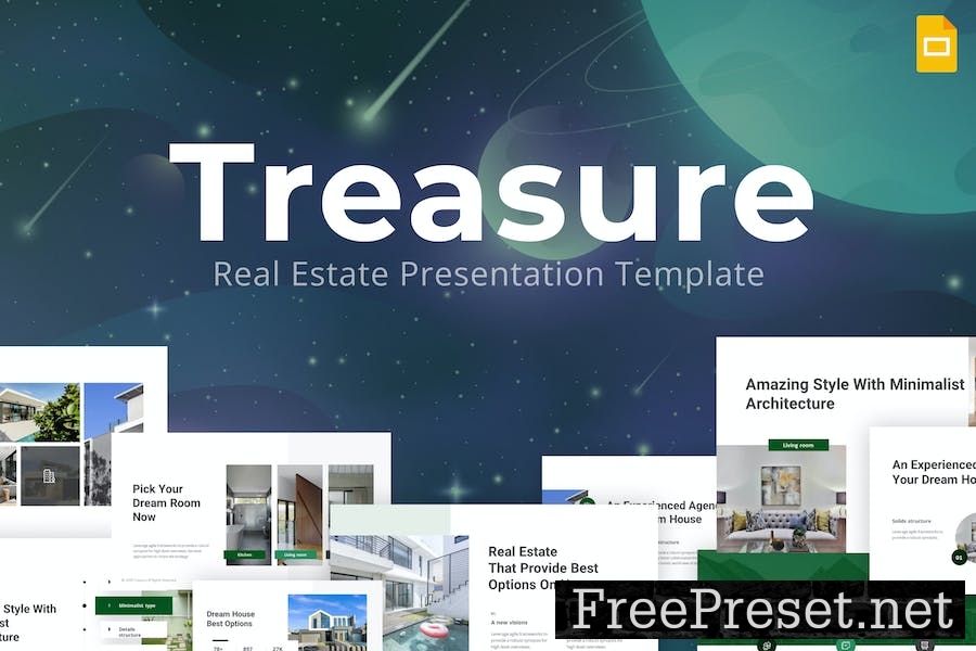 Treasure Green Modern Real Estate Google Slides