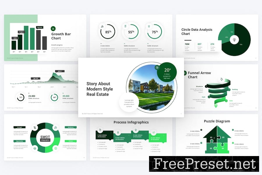 Treasure Green Modern Real Estate PowerPoint Y4FM9Z6