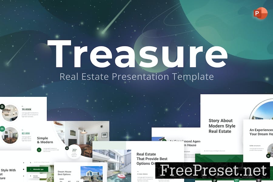 Treasure Green Modern Real Estate PowerPoint Y4FM9Z6