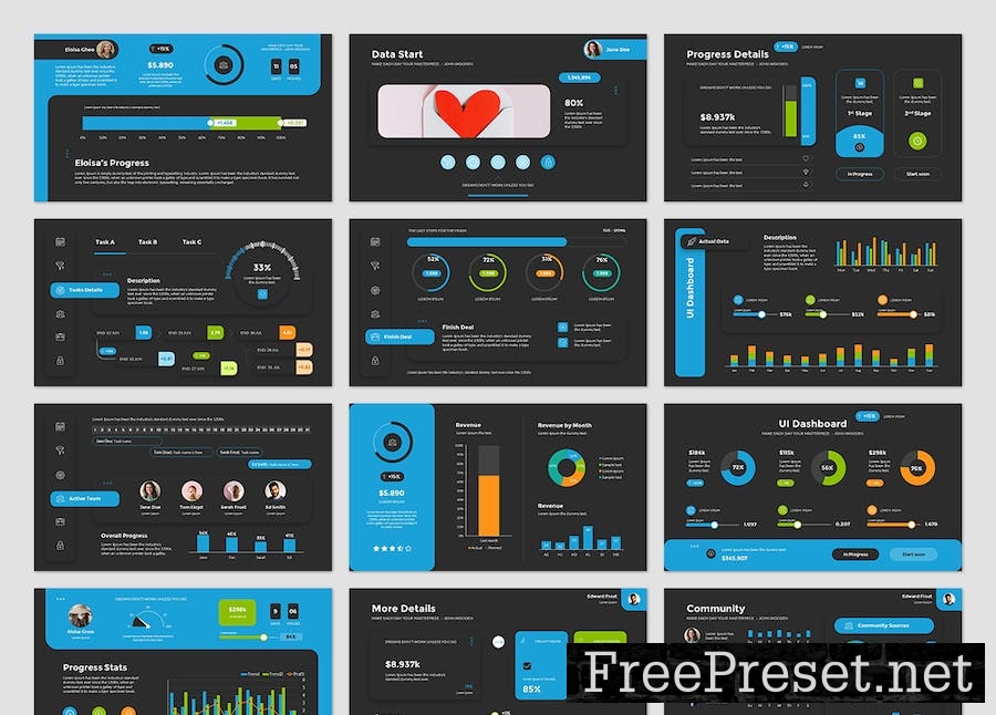 UI Dashboards PowerPoint Presentation Template AWFA87S