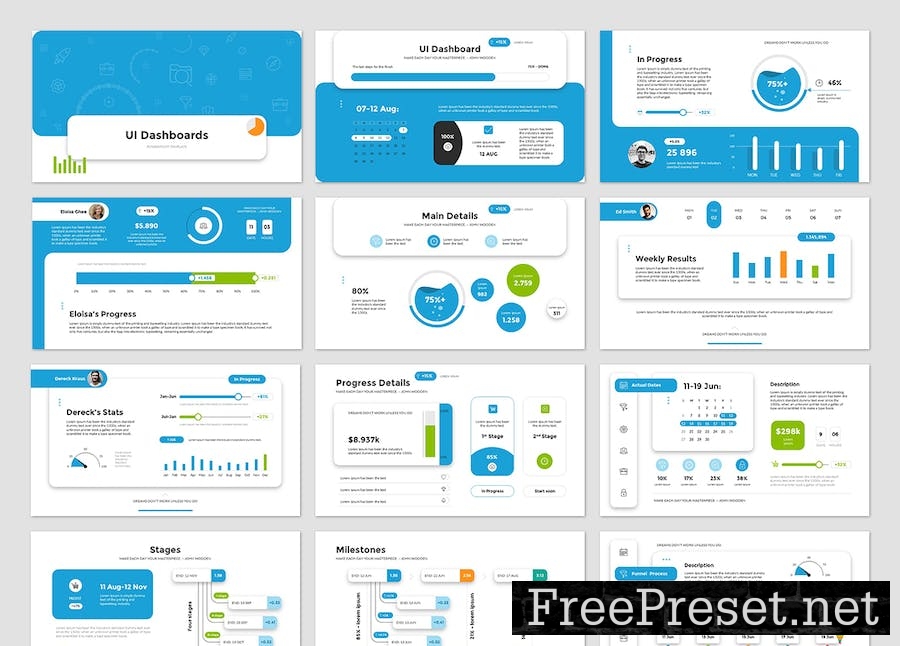 UI Dashboards PowerPoint Presentation Template AWFA87S