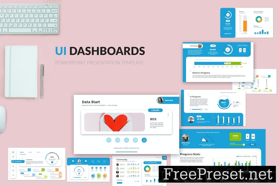 UI Dashboards PowerPoint Presentation Template AWFA87S