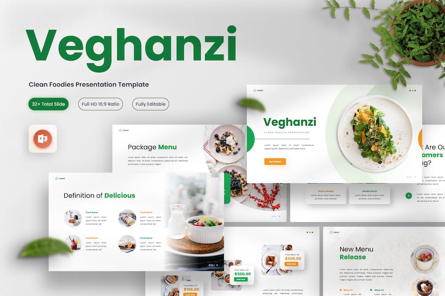 Veghanzi - Health & Organic Google Slide Template PR7G42V