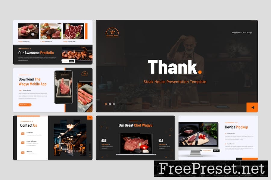 Wagyu - Steak House Google Slide Template G53A9S7