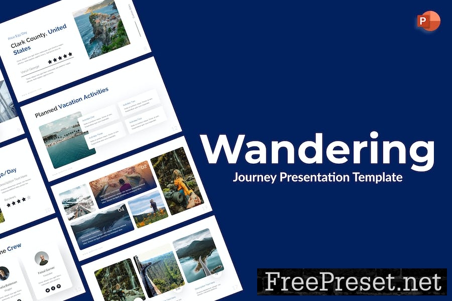 Wandering Blue Modern Travel PowerPoint