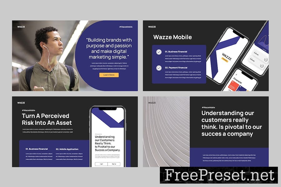 WAZZE - Mobile App Developer Powerpoint P3FQT3D