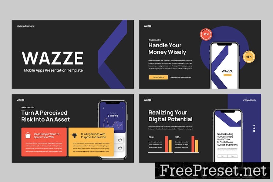 WAZZE - Mobile App Developer Powerpoint P3FQT3D