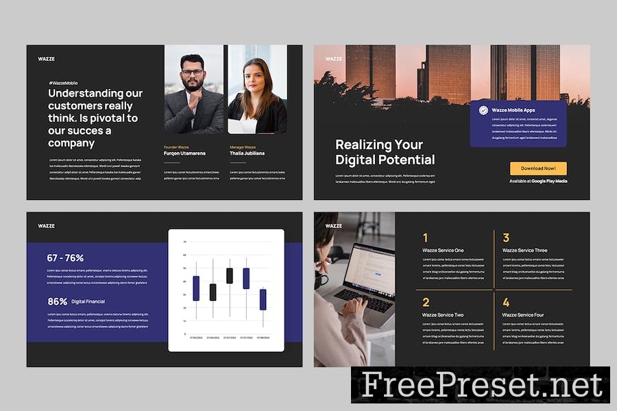 WAZZE - Mobile App Developer Powerpoint P3FQT3D
