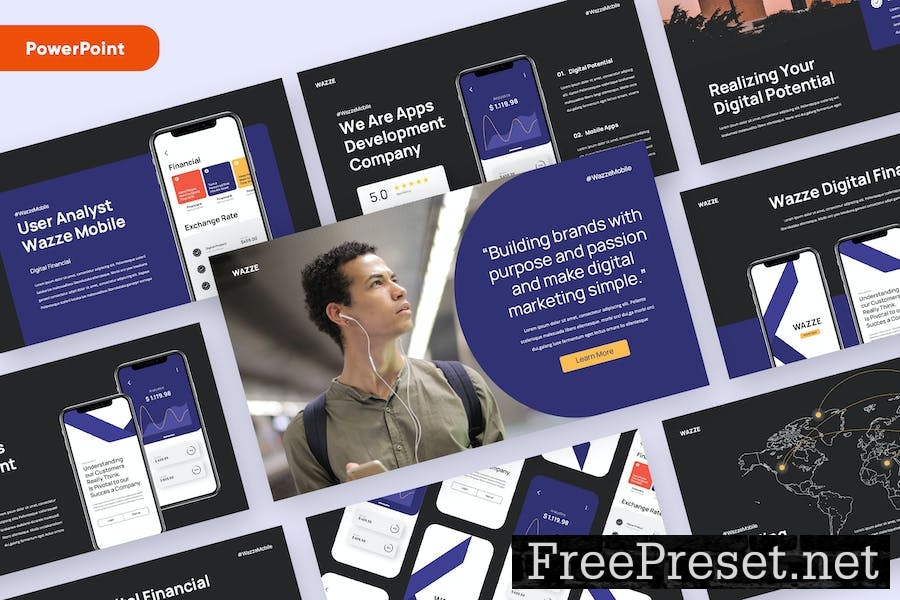 WAZZE - Mobile App Developer Powerpoint P3FQT3D