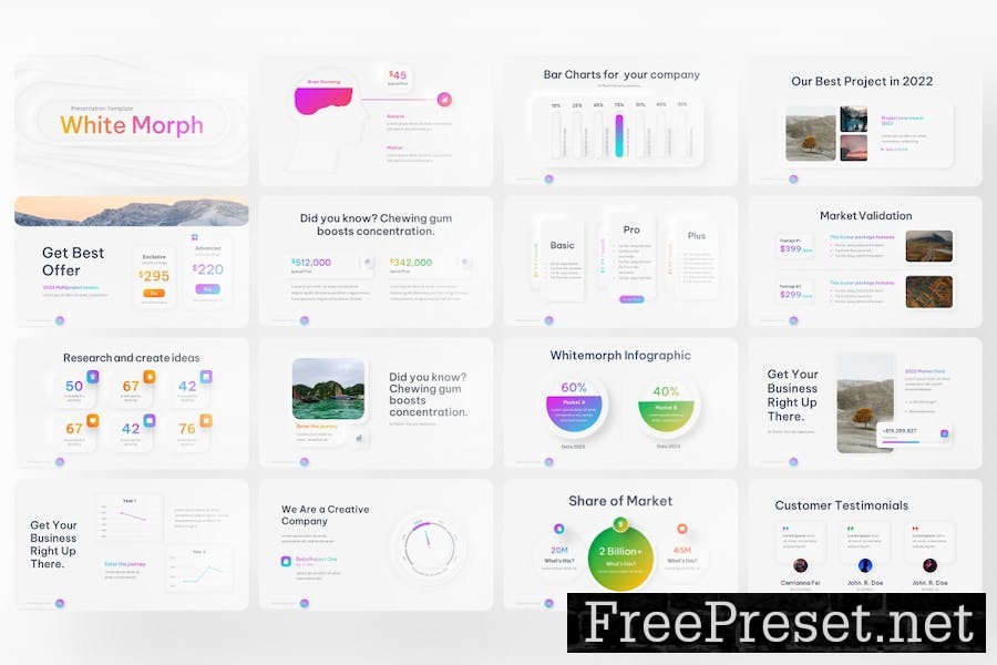 White Morph Neumorph PowerPoint Template 5GUF4T9