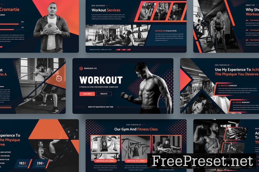 Workout - Fitness & Gym PowerPoint Template B2HAEVE