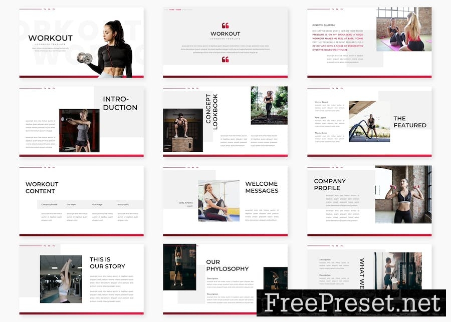 Workout - Lookbook Google Slides Template 58DLT87