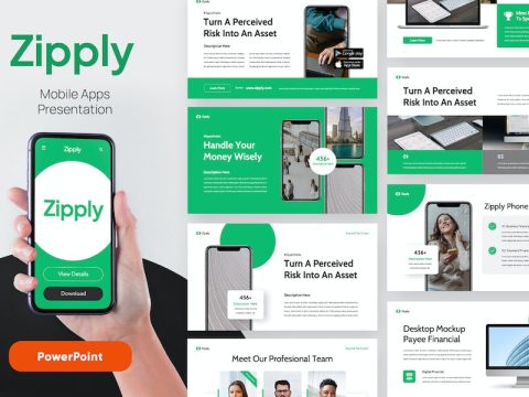 ZIPPLY - Mobile App Powerpoint Template XES94BR