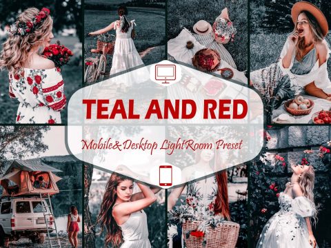 10 Lightroom Mobile Presets,Teal and Red