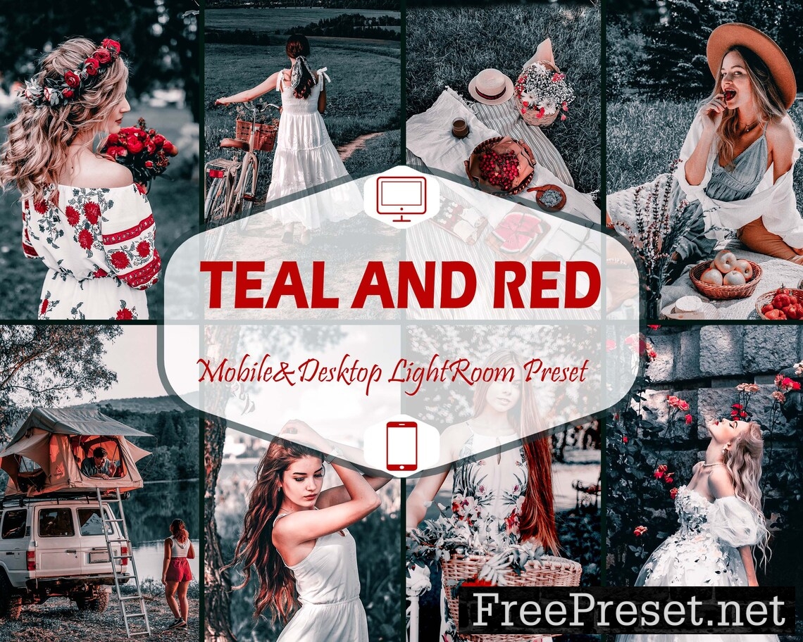 10 Lightroom Mobile Presets,Teal and Red