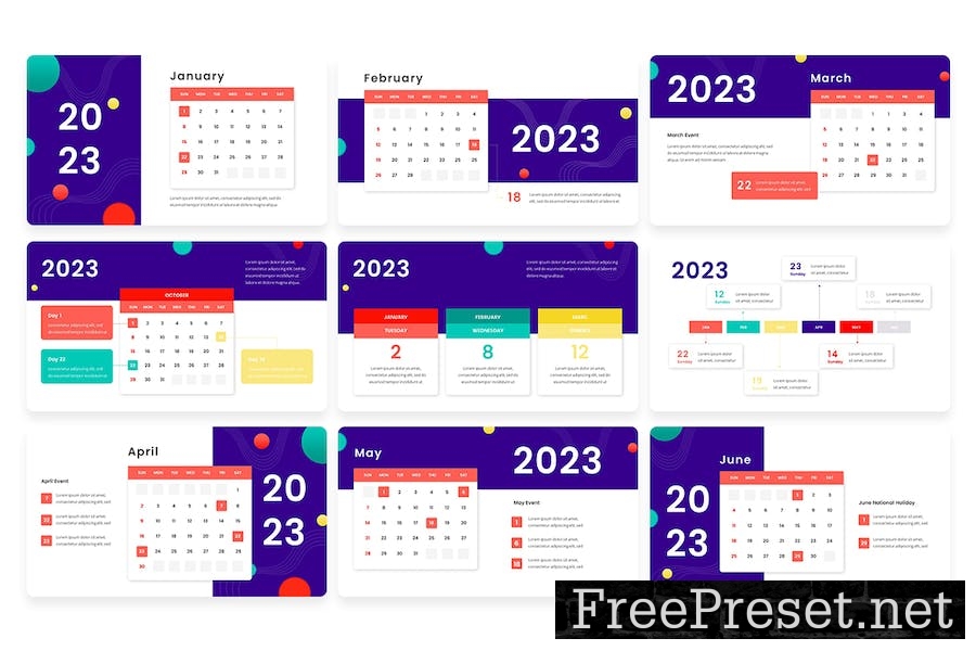 2023 Calendar Infographic - Google Slide Template YAUAVCS