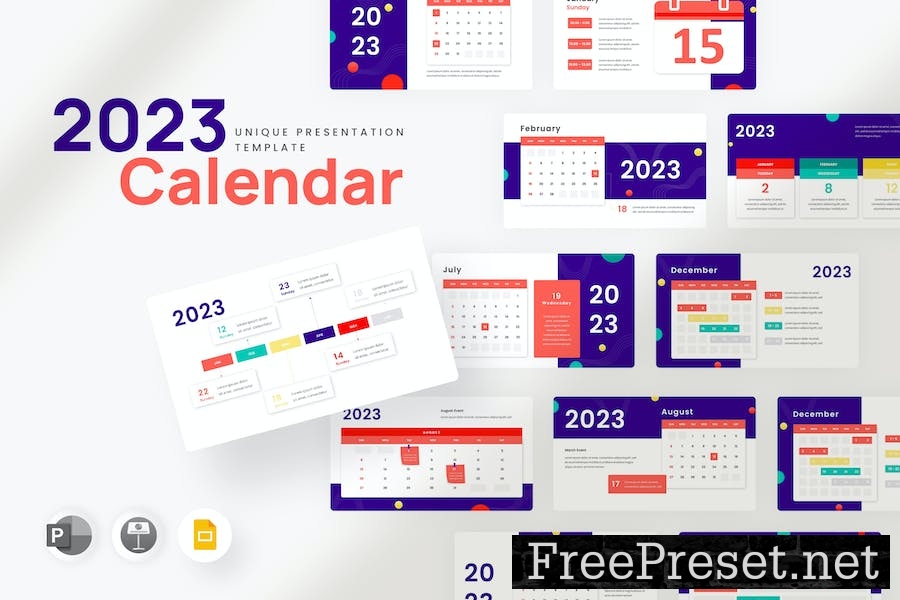 2023 Calendar Infographic - Google Slide Template YAUAVCS