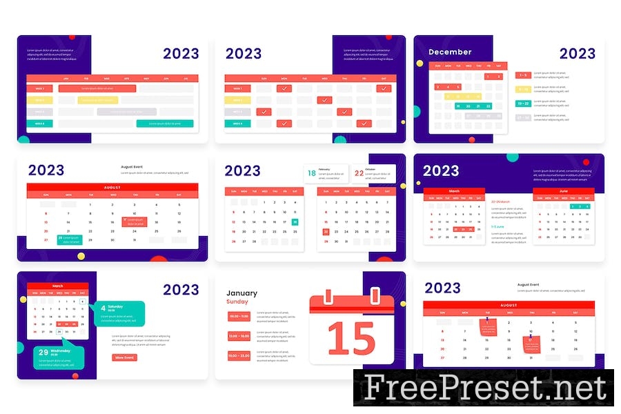 2023 Calendar Infographic - Powerpoint Template 9NQFEF6