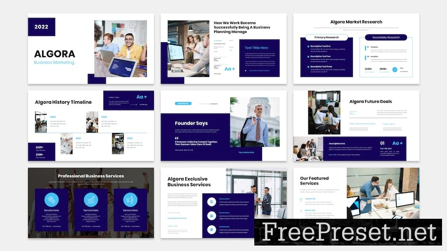 Algora - Business Presentation PowerPoint Template QKY9C4T