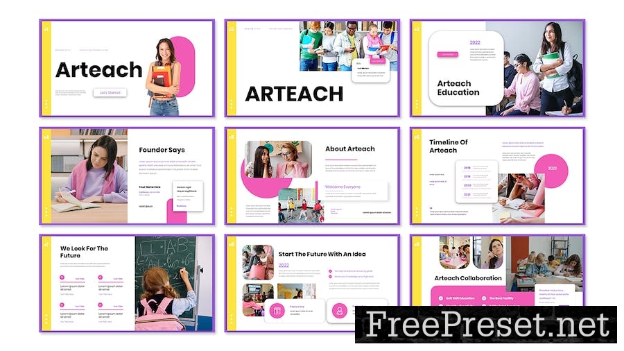 Arteach Education Presentation PowerPoint Template 5DTD8ET