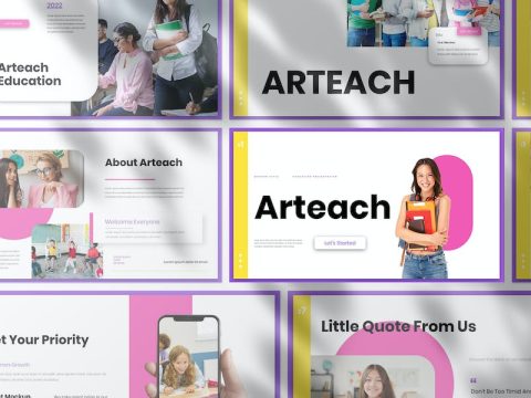 Arteach Education Presentation PowerPoint Template 5DTD8ET