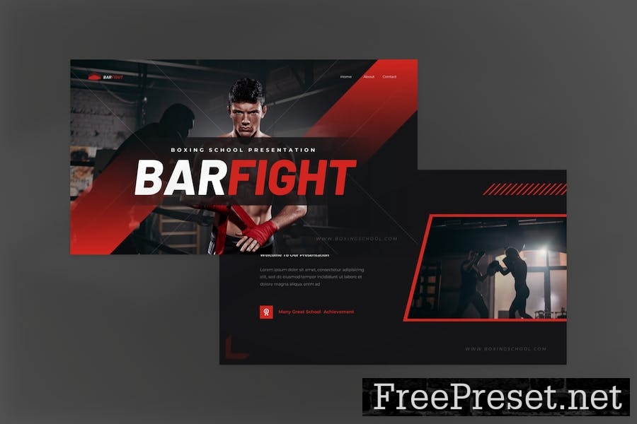 Bar Fight - Boxing School Powerpoint Template 7JUTMQD