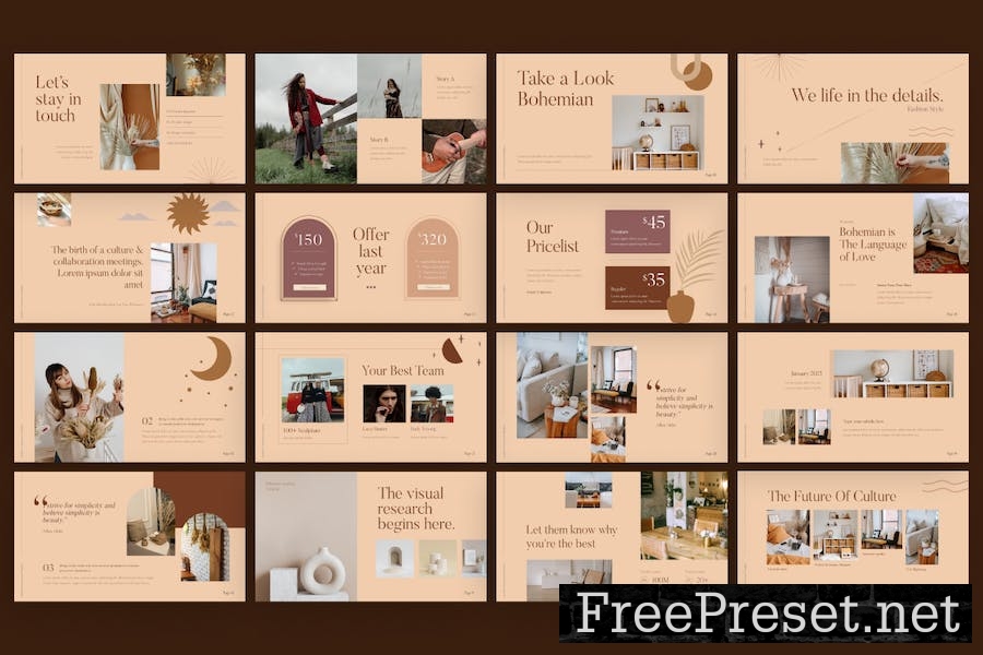 Bohemian Aesthetic PowerPoint Template 6XGCVBU