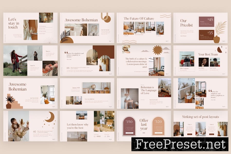 Bohemian Aesthetic PowerPoint Template 6XGCVBU