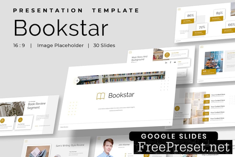 Bookstar - Book Review Presentation Google Slides MHHFHRS