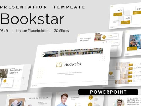 Bookstar - Book Review Presentation Powerpoint XAERHJB