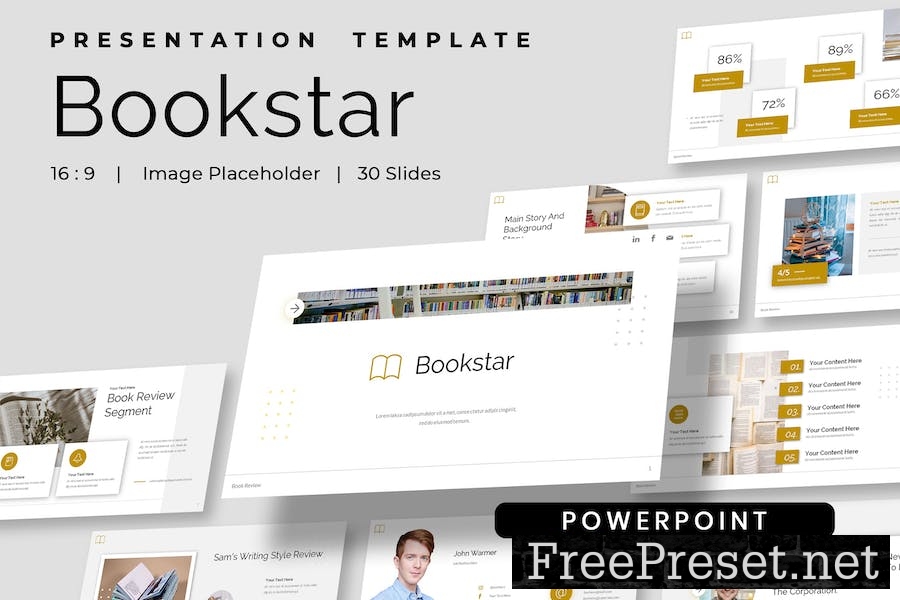 Bookstar - Book Review Presentation Powerpoint XAERHJB