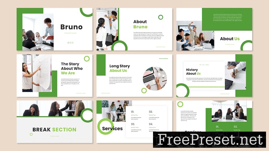 Bruno Business Presentation Google Slide Template AEERSJ7