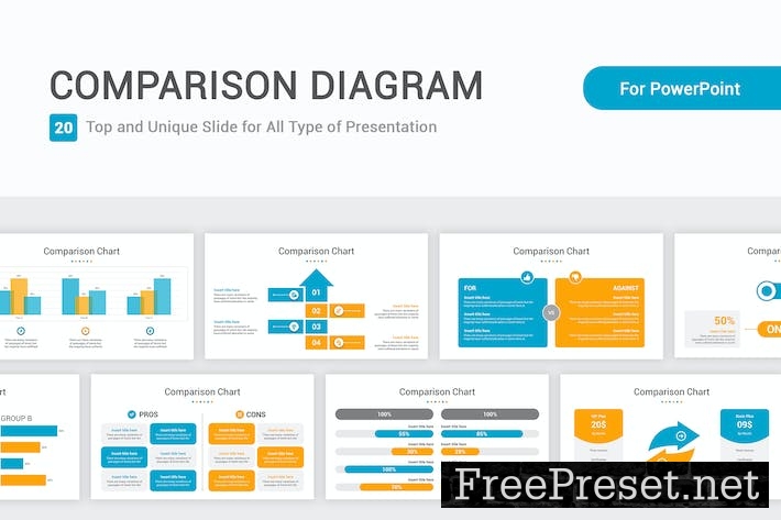 Comparison diagram PowerPoint Template LPGM3PB